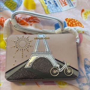 Michael Kors Blush and Silver Eiffel Tower Crossbody Bag
